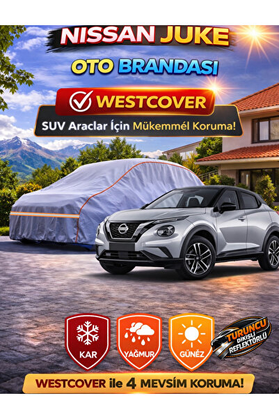 WestCover غطاء سيارة نيسان جوك متوافق (خياطة برتقالية-رفل) من ماركة أوتو، خيم...
