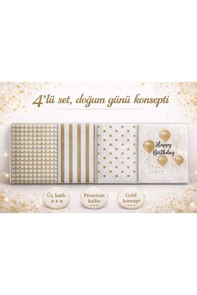 CKM silikon Lüks Gold Doğum Günü Peçetesi 4’lü Set – Premium Kalite