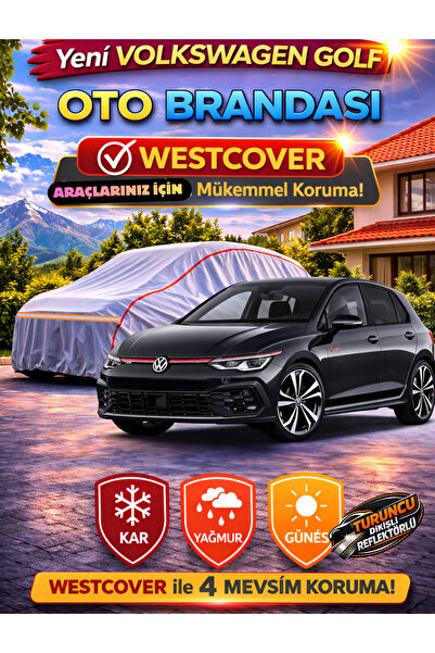 WestCover غطاء سيارة متوافق مع فولكس فاجن جولف (برتقالي اللون مع خياطة) - خيم...