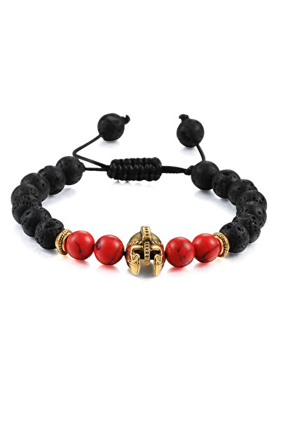 EFAYN.RO Men's bracelet, adjustable, Spartan warrior helmet pendant, M3, gold...