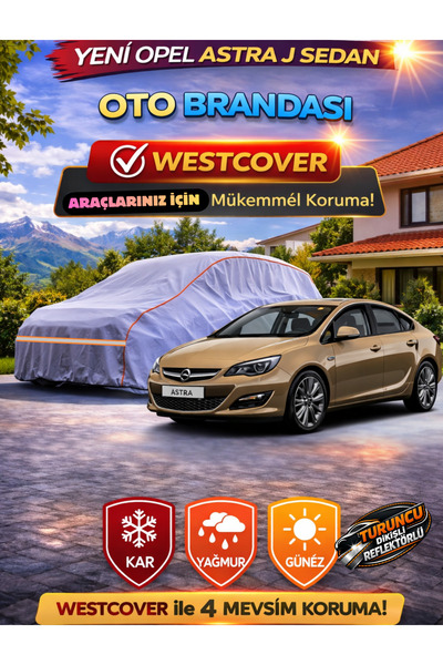 WestCover غطاء سيارة أوبل أسترا جي سيدان متوافق (خياطة برتقالية-رمادي) من مار...