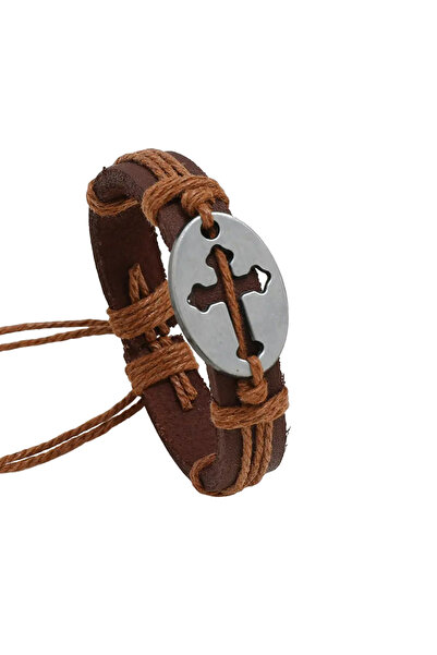 EFAYN.RO Cross bracelet, retro model, adjustable, unisex, light brown, EFAYN