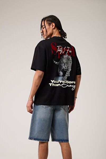 2512 Clothing جاكار مطبوع تي شيرت كبير الحجم