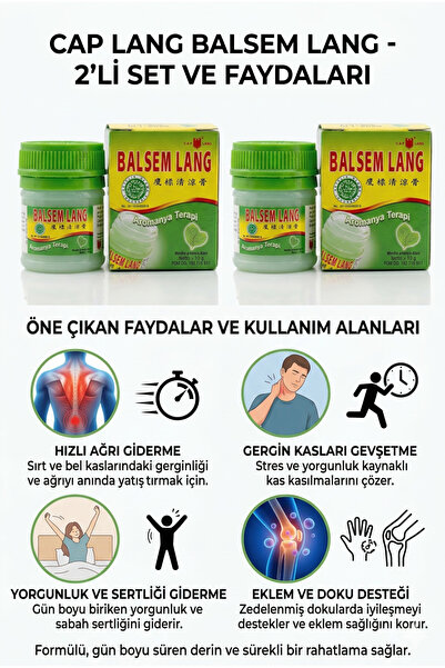 CAP LANG BALSEM LANG 2li Aromatik Ferahlatıcı Günlük Kullanım Aġrı Giderici M...