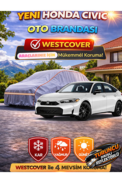 WestCover غطاء سيارة هوندا سيفيك سيدان متوافق (خياطة برتقالية-رمادية)، خيمة س...