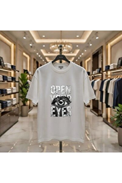 playwear Ανοίξτε τα μάτια σας Μπλουζάκι με στάμπα στο στήθος, 100% βαμβάκι, o...