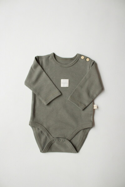 Oh La La Koala For Little Ones Khaki Basic Label Long Sleeve Snap Fastener Ba...