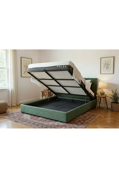 MarketMob Pat Star 160x200 cm Lada Depozitare Tapitat Catifea Verde G28