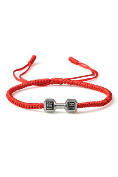 EFAYN.RO Bratara, model fitness, pandantiv haltera, reglabila, unisex, rosu c...