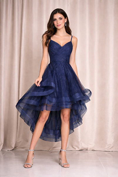 Diva Exclusive Fashion Rochie asimetrică din tull glitter, elegantă, cu brete...