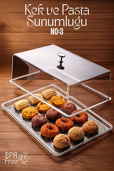 GİNZAMAİSON Dekoratif Tasarım Pasta, Kurabiye Saklama Ve Sunum Seti No3