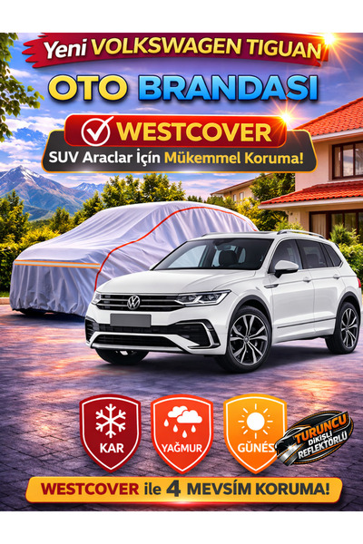 WestCover Volkswagen Tiguan Suv Uyumlu (Turuncu Dikişli-Ref) Oto Brandası,Ara...