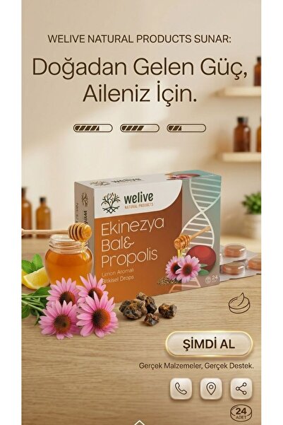 Ekinazya Bal & Propolis Limon Aromalı Bitkisel Pastil - Doğal Bağışıklık Desteği