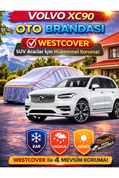 WestCover Yeni Volvo XC90 Uyumlu (Turuncu Dikişli-Ref) Oto Brandası,Araba Çadırı