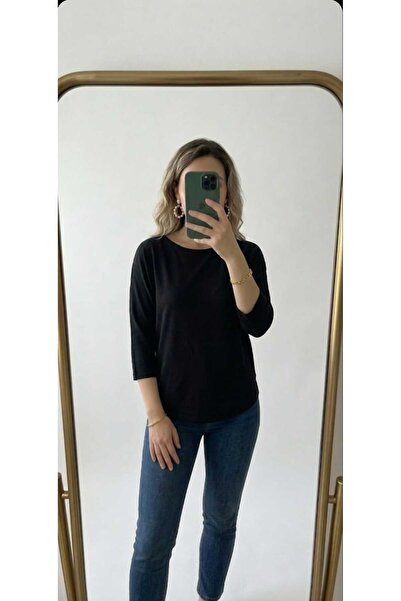 Azram Fashion Women's Crew Neck Elbow Sleeve Blouse