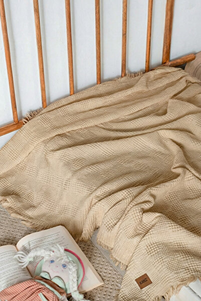 Kanz CUVERTURĂ DE PAT MUSLIN BABY WAFFLE - MELIS BEIGE