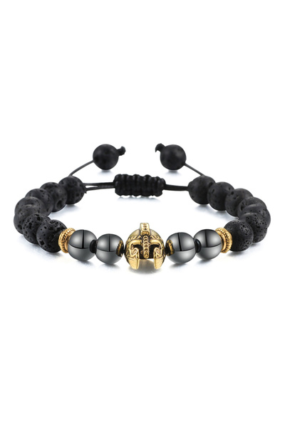 EFAYN.RO Men's bracelet, adjustable, Spartan warrior helmet pendant, M2, gold...