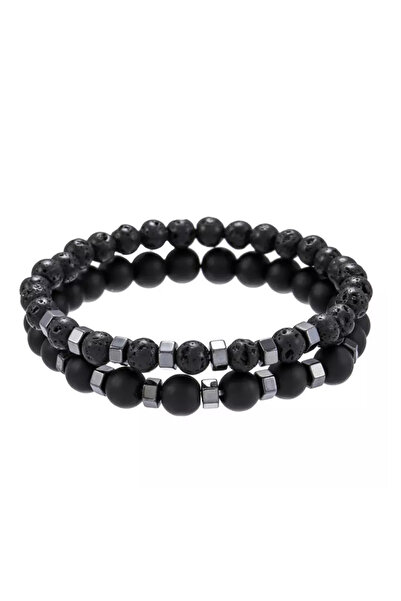 EFAYN.RO Bratara barbati, model casual, set 2 piese, negru, EFAYN