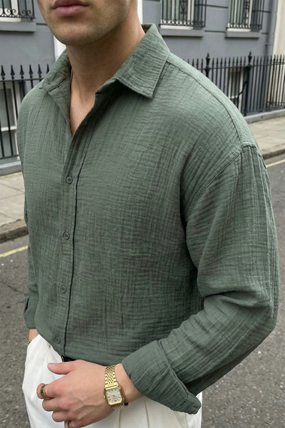 Livio Ferri Cămașă cu mânecă lungă Yurin Premium Muslin bumbac 100% supradime...