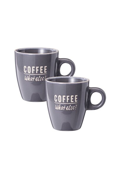 Excellent Houseware Комплект от 2 чаши, 220 мл, керамични, "КАФЕ – Какво друго?"