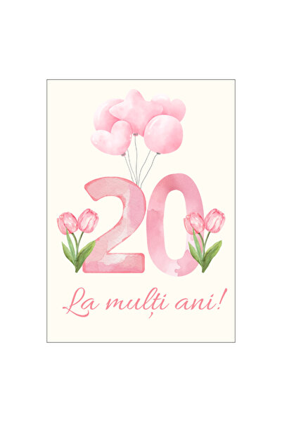 OEM Felicitare 13x18 cm cu plic- Aniversare/zi nastere 20 ani