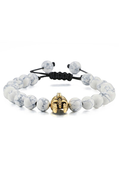 EFAYN.RO Men's bracelet, adjustable, Spartan warrior helmet pendant, M4, gold...