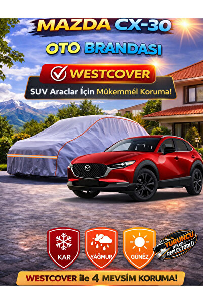 WestCover غطاء سيارة متوافق مع مازدا CX-30 (خياطة برتقالية-رمادية)، خيمة سيارة