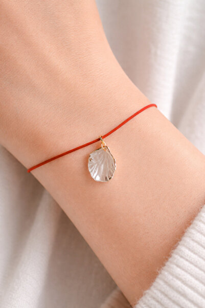 TUTU DESİGN Women's red string seashell bracelet adjustable minimalist lucky ...