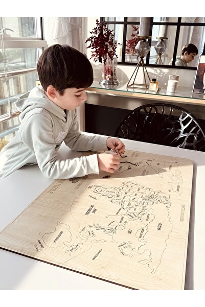 Mantarre Montessori Dünya Haritası Puzzle Büyük Ölçü (71–47 cm) | Ülkeler Eği...