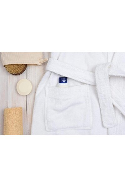 Generic Coney Island Cotton Luxury Bathrobe Towel, Spa Robe Combed Terry for Men Women, White