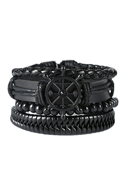 EFAYN.RO Set of 4 bracelets with helm pendant, sea life model, adjustable, un...