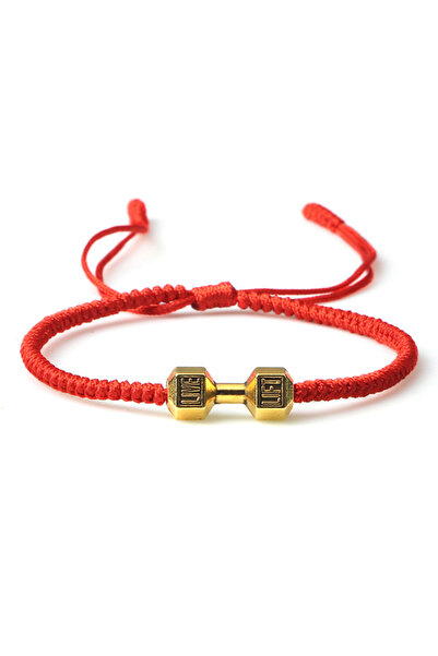 EFAYN.RO Bracelet, fitness model, dumbbell pendant, adjustable, unisex, red w...