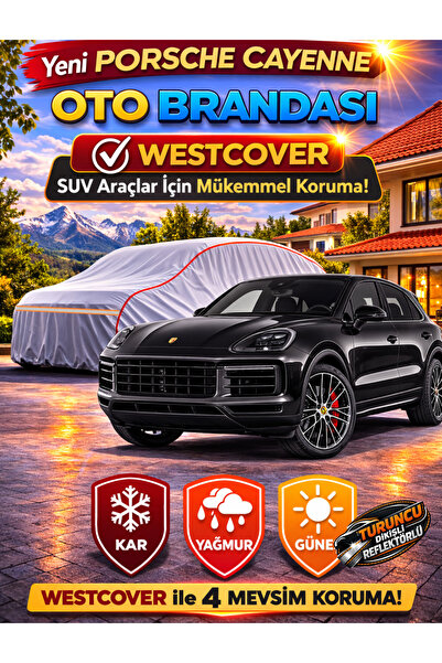 WestCover Porsche Cayenne Suv Uyumlu (Turuncu Dikişli-Ref) Oto Brandası,Araba...