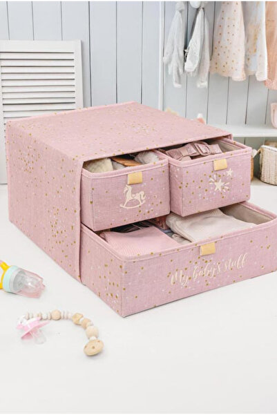Eynel Katlanabilir 3 Çekmeceli Bebek Eşya Düzenleyici Organizeri Baby Kumaş G...