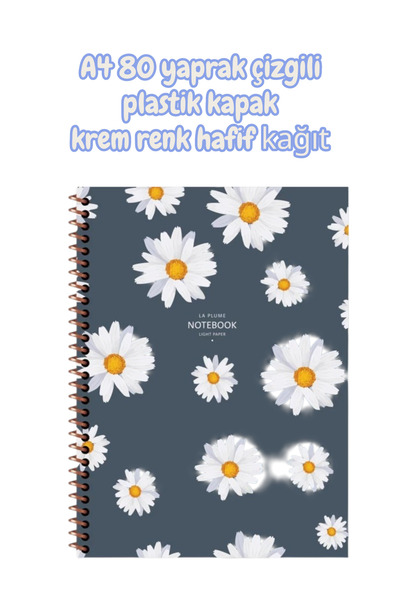 SEYFİKİRTASİYE A4 80 Sheets Striped Plastic Cover Cream Color Lightweight Paper