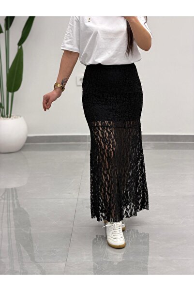 MARGA Ruffled Lace Midi Skirt