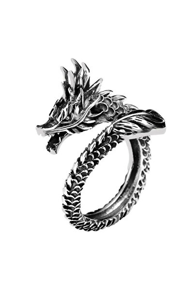 EFAYN.RO Retro ring, antique dragon pattern, adjustable, universal size, unis...