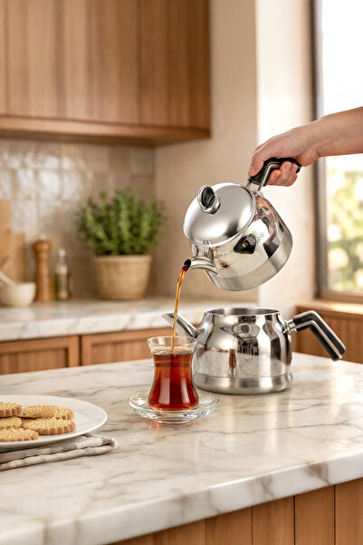 Nehir Lamia Midi Medium Size Stainless Steel 1.10-2.25 Lt. Tea Pot Set