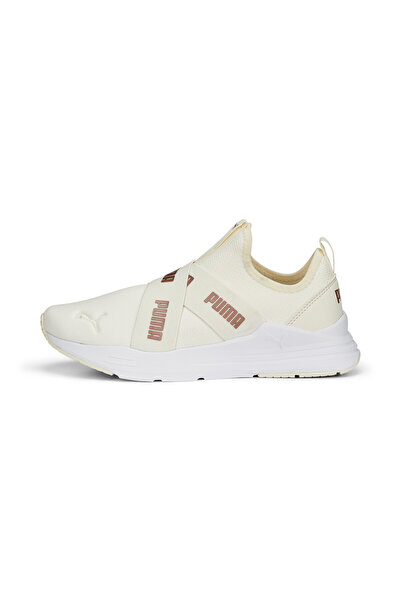 Puma Womens Wired Run Slip-On Metallics Sneakers - White