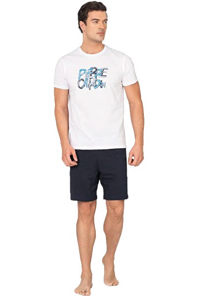 Pierre Cardin Men's Shorts Pajama Set 100% Cotton Printed T-Shirt - Summer Co...