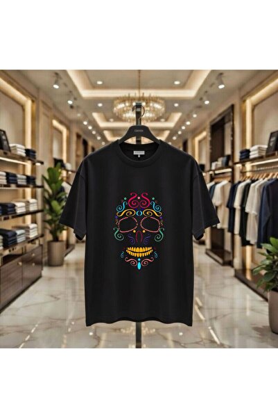 playwear Τροποποιημένο μπλουζάκι με στάμπα κρανίου, 100% βαμβακερό, υπερμεγέθ...