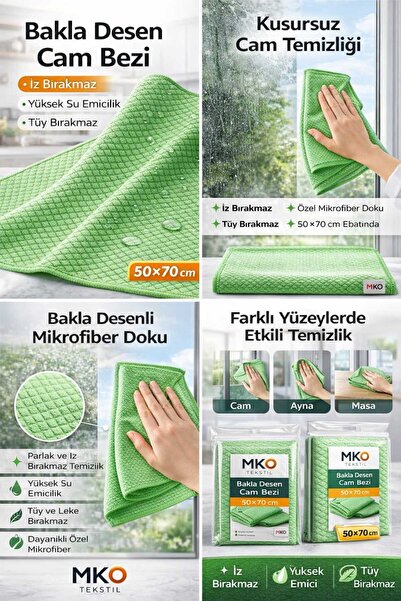MKO TEKSTİL BAKLAVA DESEN 50X70 CM MİKROFİBER CAM VE MUTFAK BEZİ