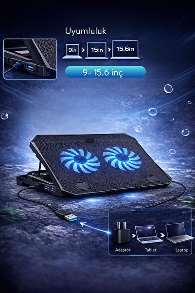 Sarftech Nitro 2 Fanlı Işıklı Telefon Tutuculu USB Çoklayıcı Notebook Soğutucu Standı S22