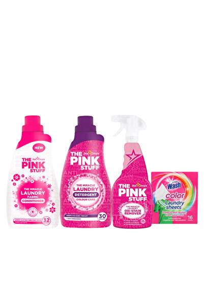THE PINK STUFF Premium Package Color Care, Conditioner, Liquid Detergent and ...