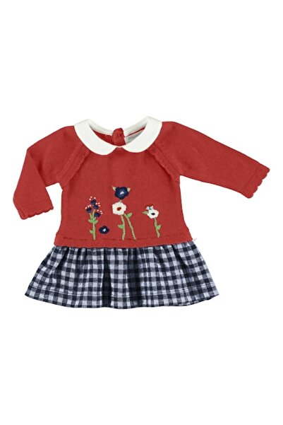 MAYORAL Rochiță tricotată pentru bebeluși cu model floral, roșu-bleumarin, 70...