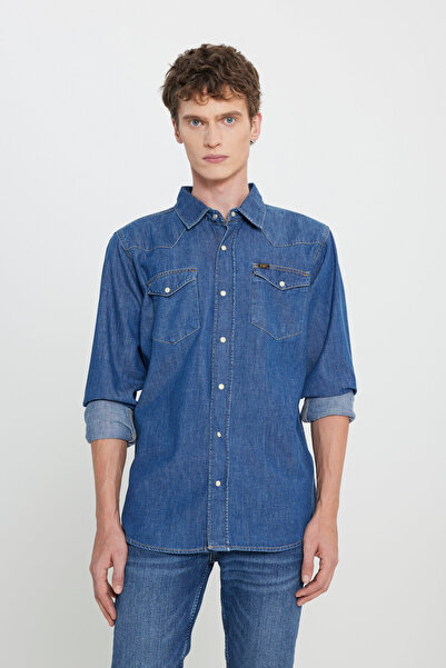 Lee %100 Pamuk Regular Fit Normal Kesim Erkek Mavi  Cep Detaylı Jean Denim Ko...