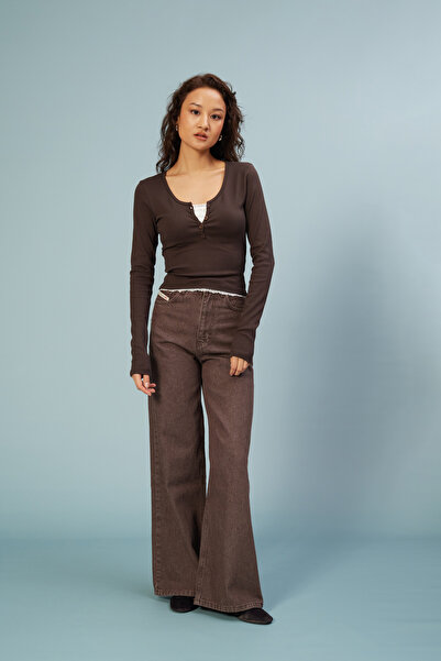 Nisan dantelă TOP DETALIAT CU MÂNECĂ LUNGĂ