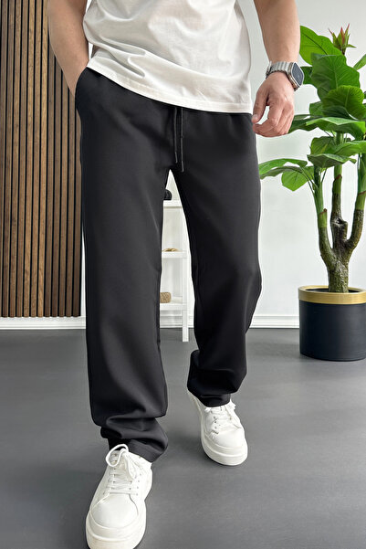 Edwox Men's Relaxed Fit Straight Jogger Pants Trousers Black Edw468
