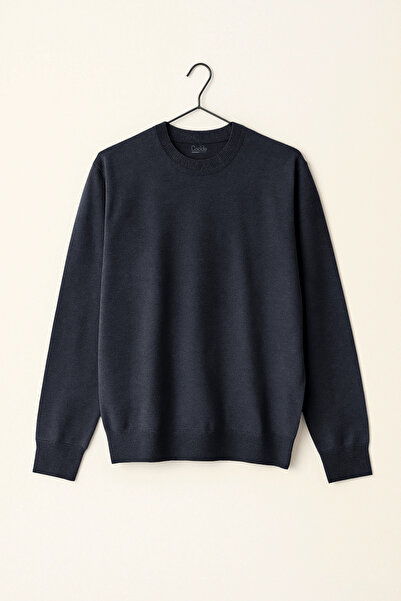 Edwox Men's Crew Neck Regular Fit Sweater Navy Blue Cd118