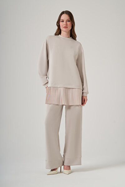 Nuss Tunic with Pleated Hem and Trousers Set 1079 Stone